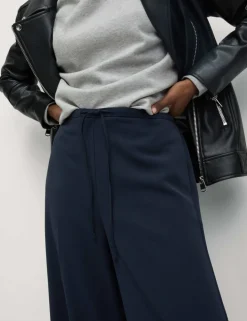 Crepe Elasticated Waist Wide Leg Trousers