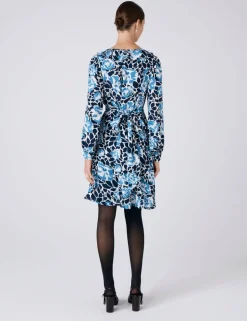 Crepe Floral V-Neck Mini Skater Dress