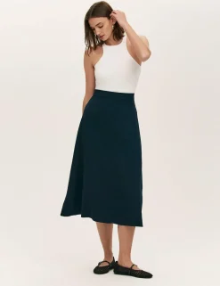 Crepe Midi A-Line Skirt