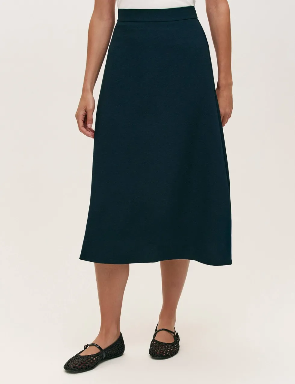 Crepe Midi A-Line Skirt