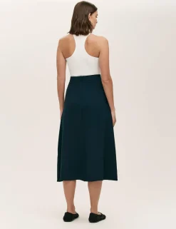 Crepe Midi A-Line Skirt