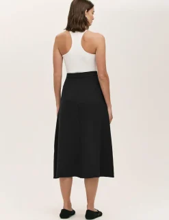 Crepe Midi A-Line Skirt