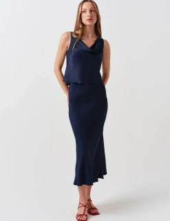 Crepe Midi Slip Skirt
