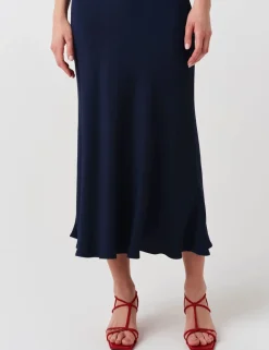 Crepe Midi Slip Skirt