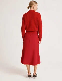 Crepe Midi Slip Skirt