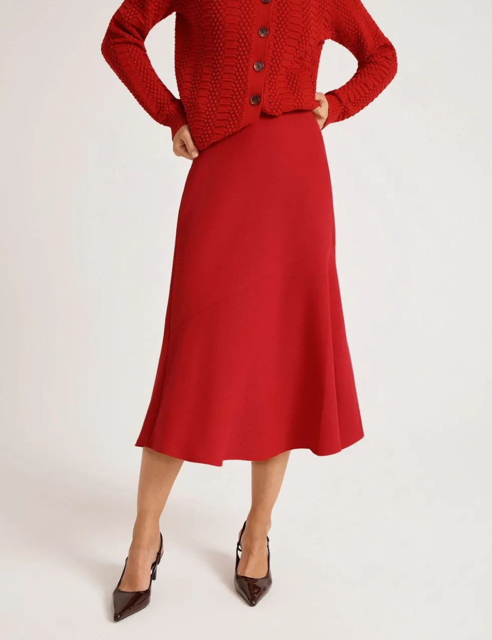 Crepe Midi Slip Skirt