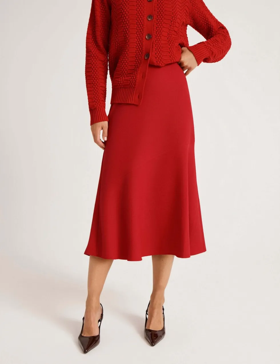 Crepe Midi Slip Skirt