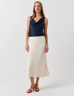 Crepe Midi Slip Skirt