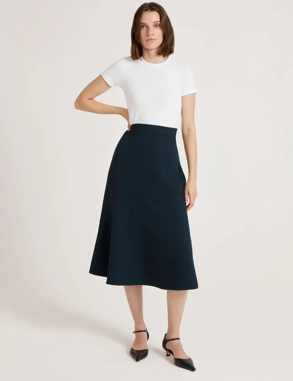 Crepe Midi Slip Skirt