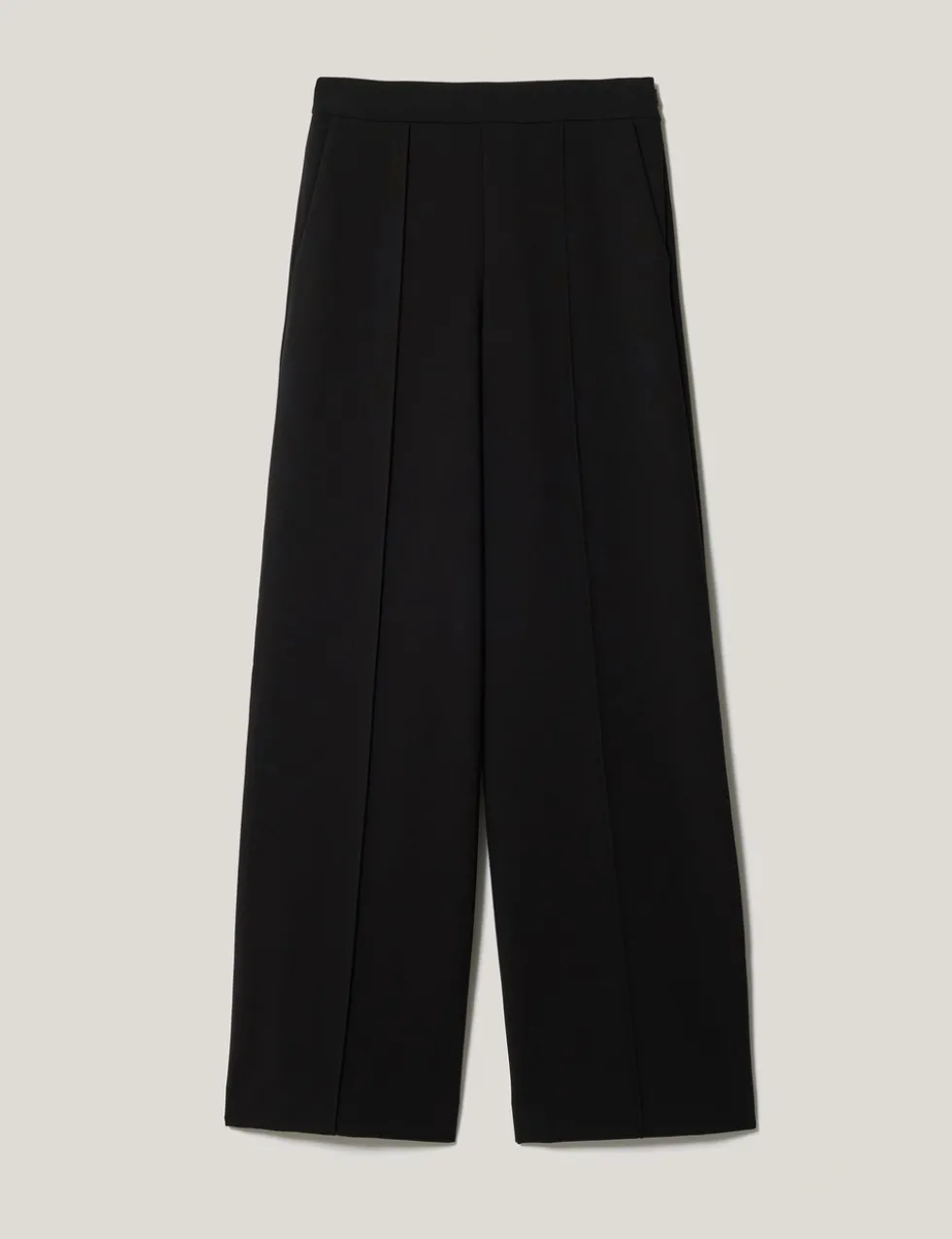Crepe Pintuck Detail Wide Leg Trousers
