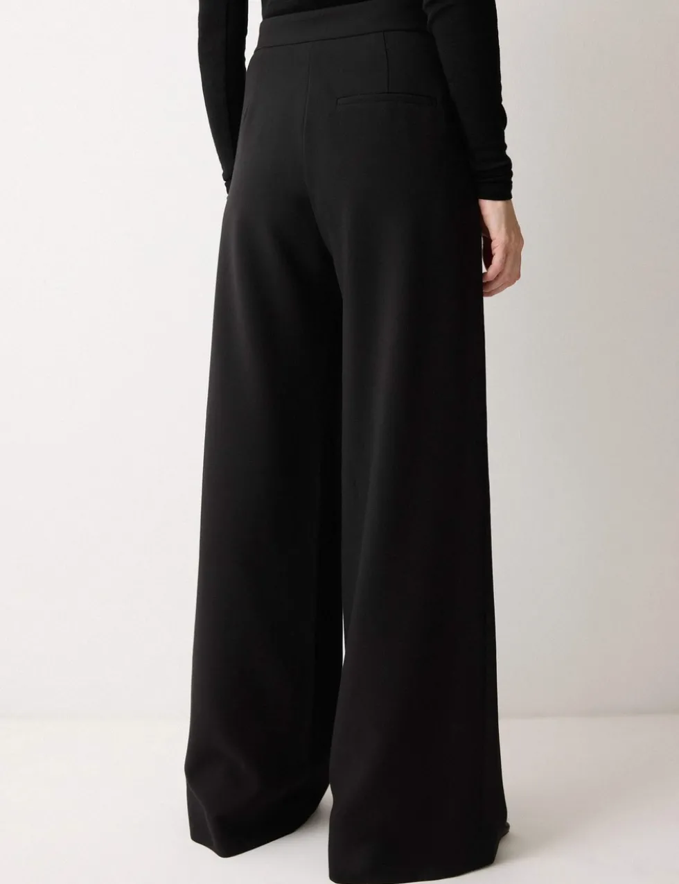 Crepe Pintuck Detail Wide Leg Trousers