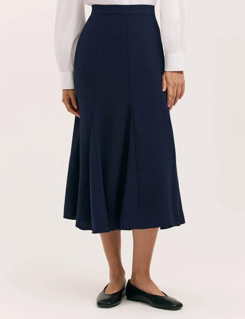 Crepe Pleated Midi Skirt