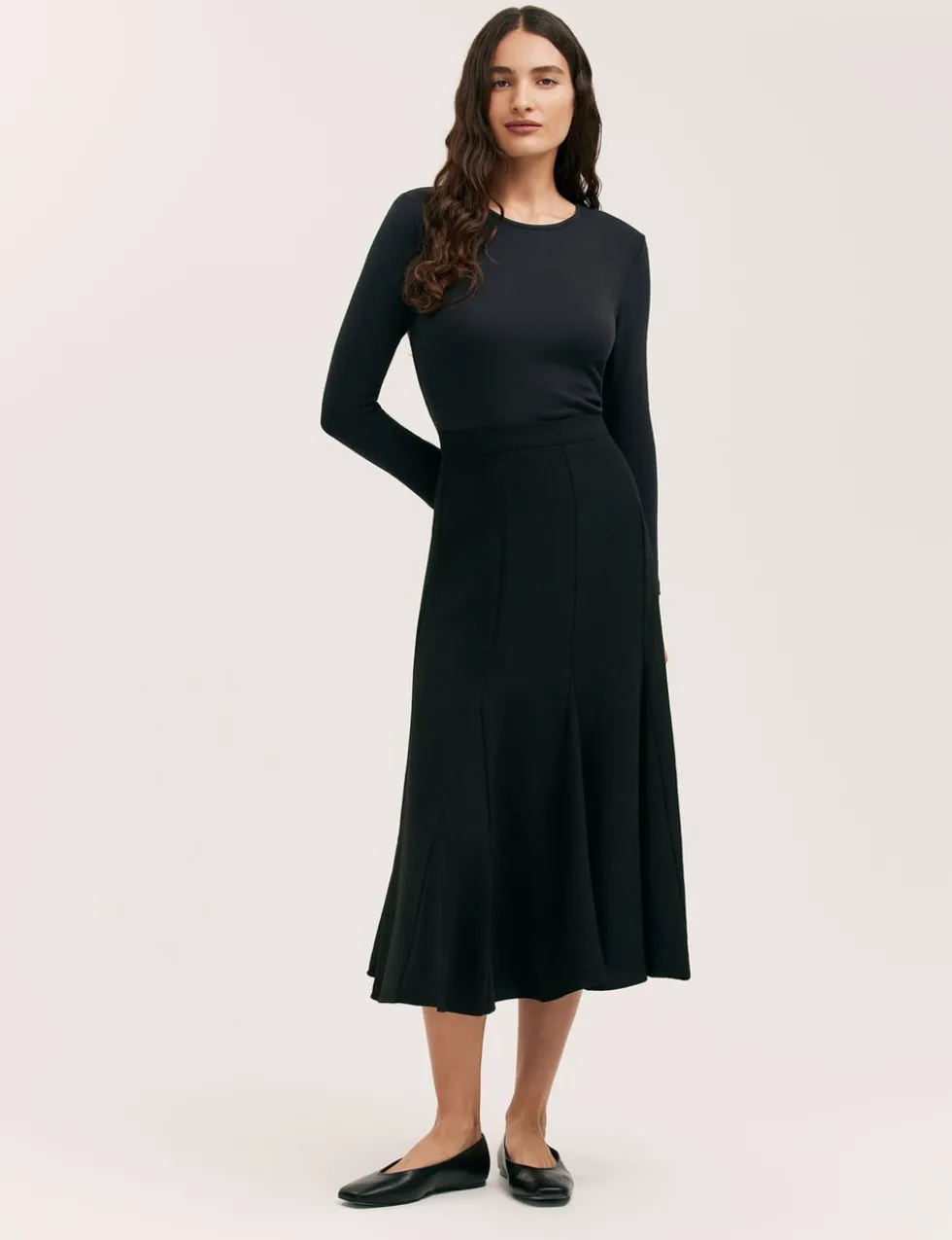 Crepe Pleated Midi Skirt