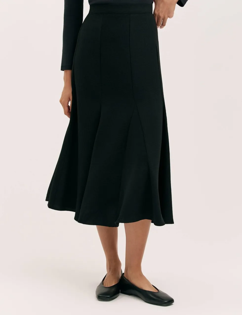 Crepe Pleated Midi Skirt