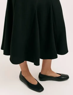 Crepe Pleated Midi Skirt
