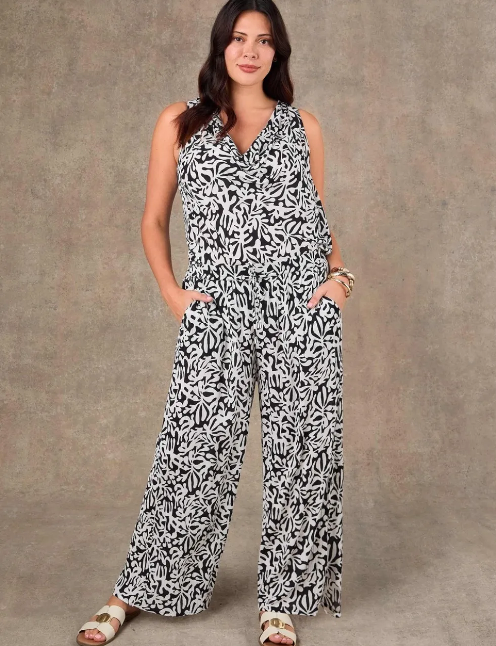 Crepe Printed Cowl Neck Top