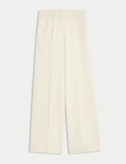 Crepe Tab Detail Wide Leg Trousers