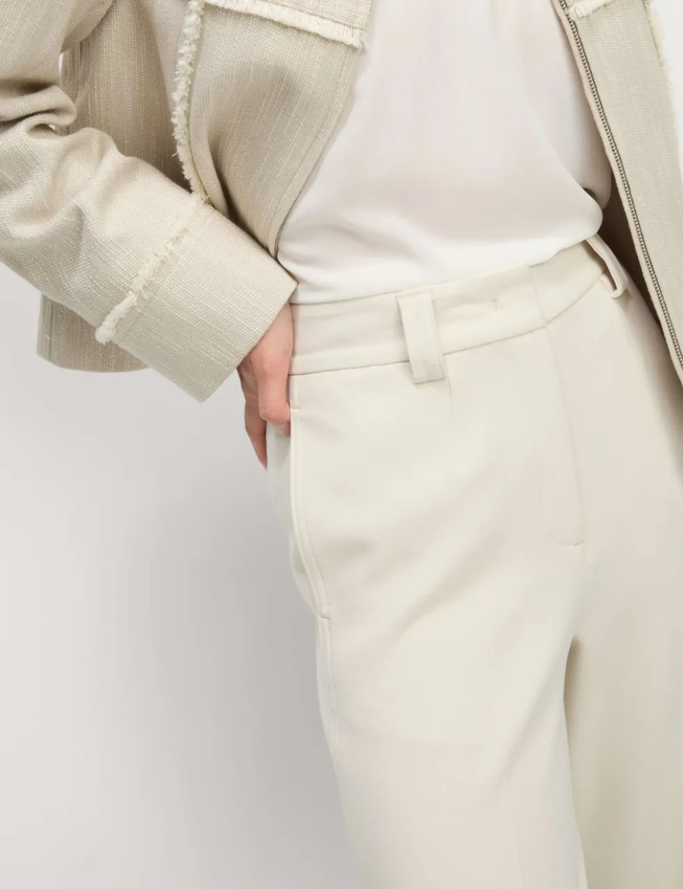 Crepe Tab Detail Wide Leg Trousers