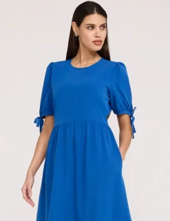 Crepe Tie Detail Tiered Midi Dress