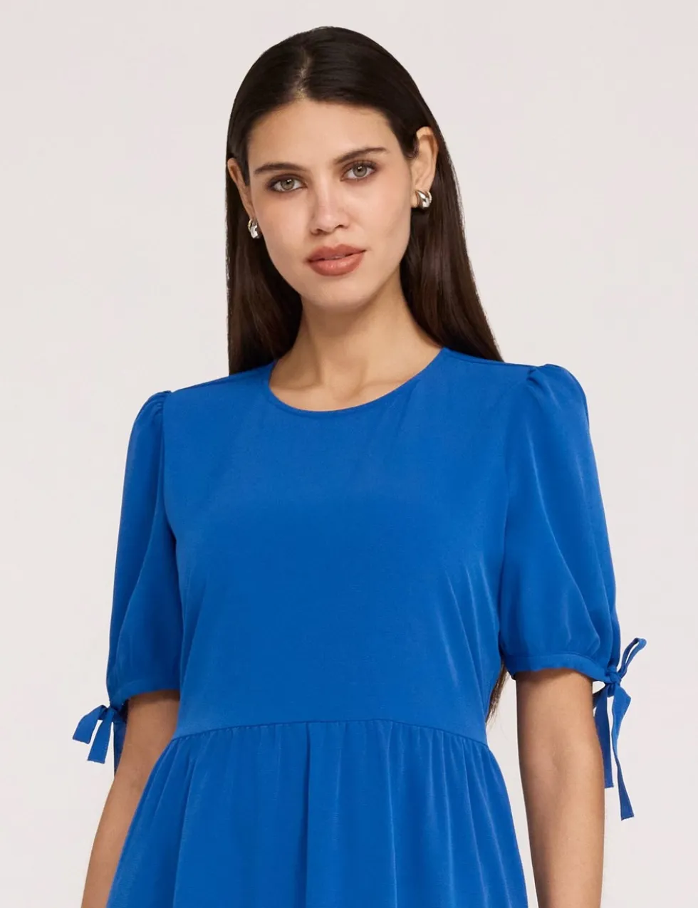 Crepe Tie Detail Tiered Midi Dress