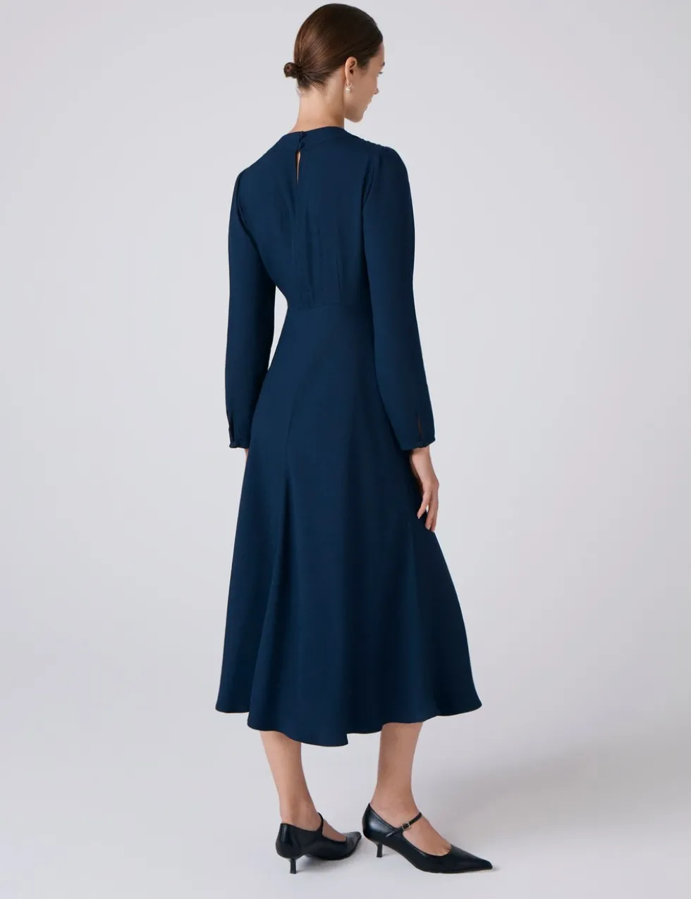 Crepe Tie Front Midi Skater Dress