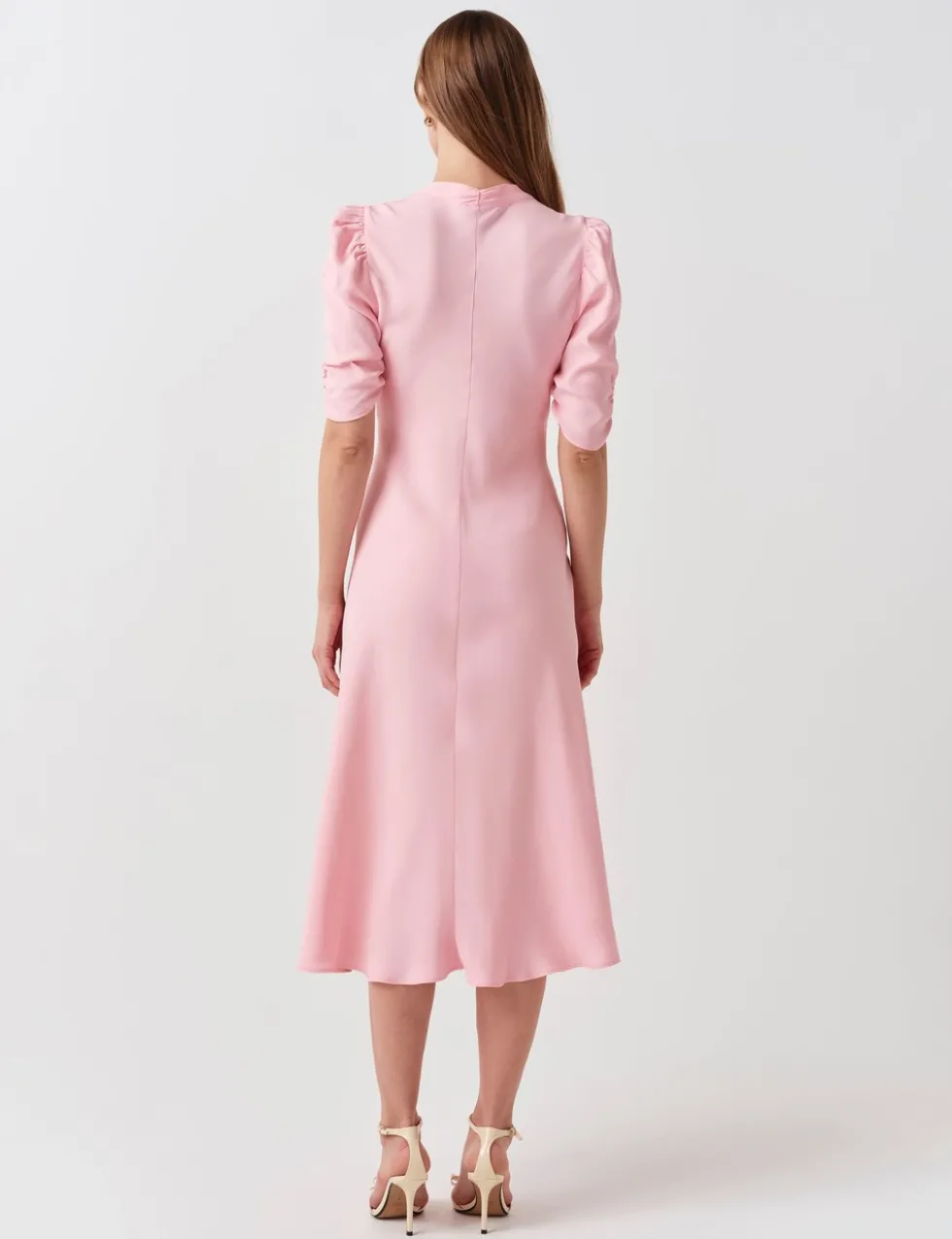 Crepe V-Neck Midi Tea Dress