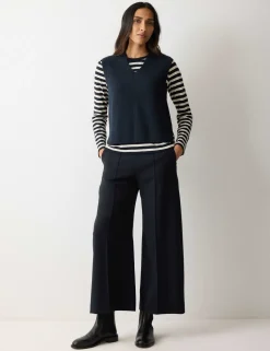 Crepe Wide Leg Ankle Grazer Trousers