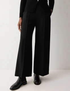 Crepe Wide Leg Ankle Grazer Trousers