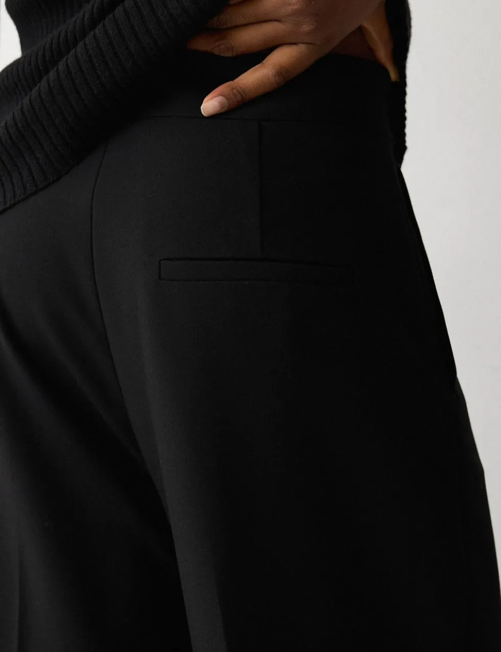 Crepe Wide Leg Ankle Grazer Trousers