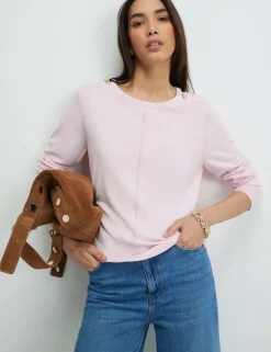 Crew Neck Button Detail Knitted Top
