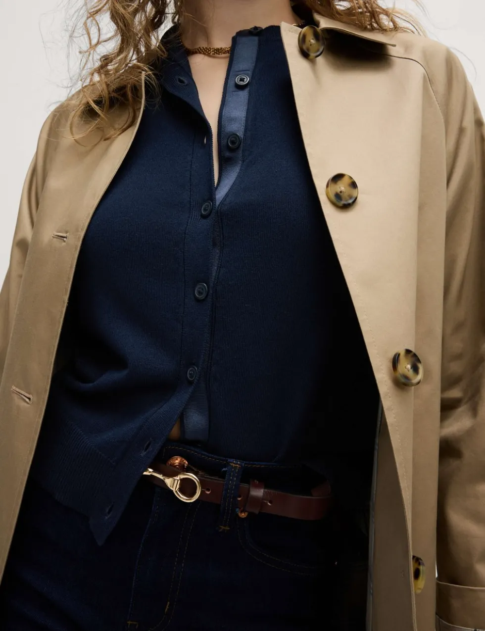 Crew Neck Button Front Cardigan