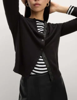 Crew Neck Button Front Cardigan