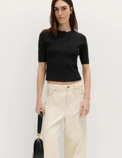 Crew Neck Cropped Cardigan