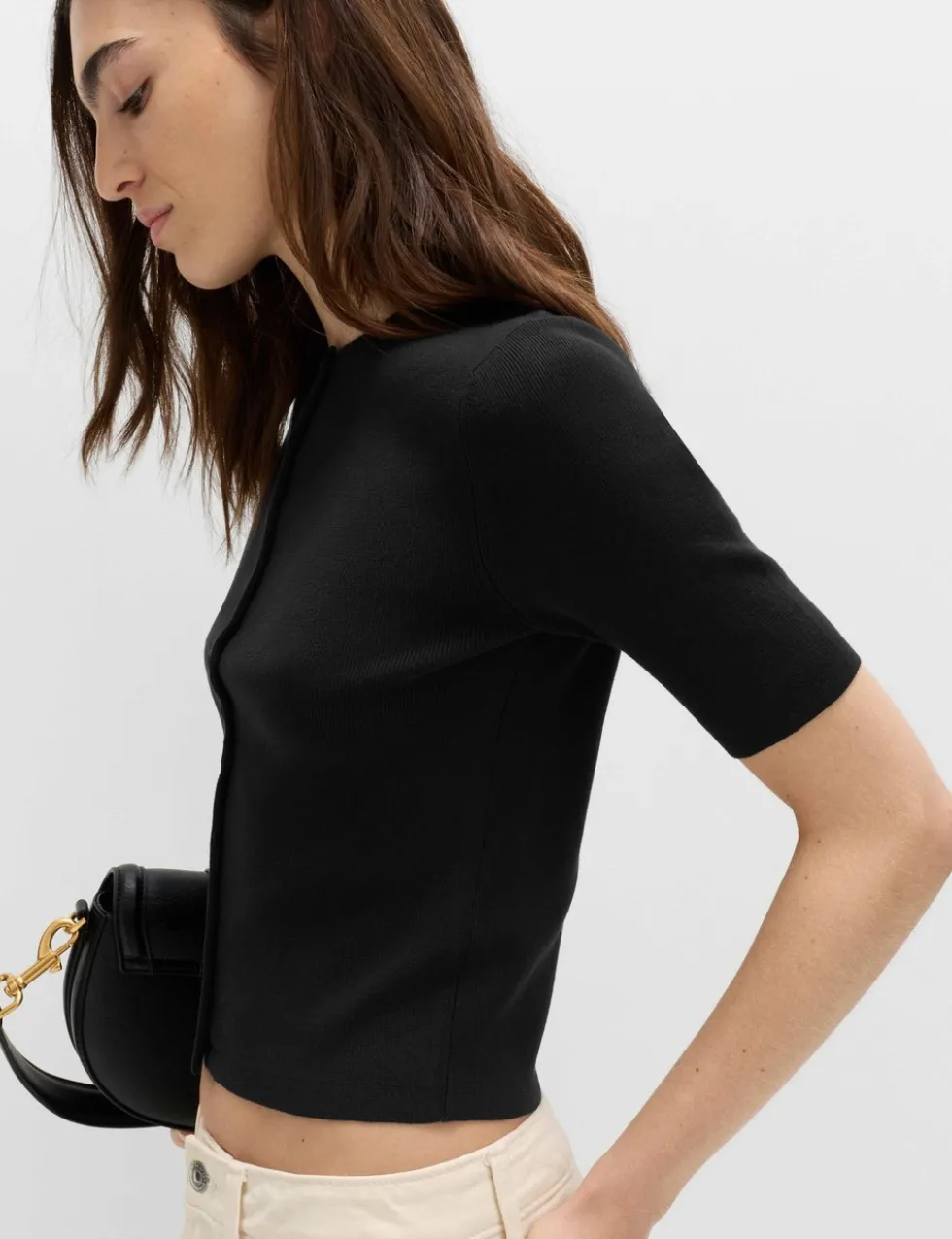Crew Neck Cropped Cardigan