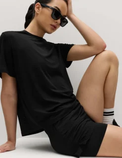 Crew Neck Mesh Panel Relaxed T-Shirt