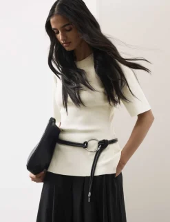 Crew Neck Peplum Knitted Top