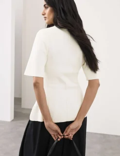 Crew Neck Peplum Knitted Top