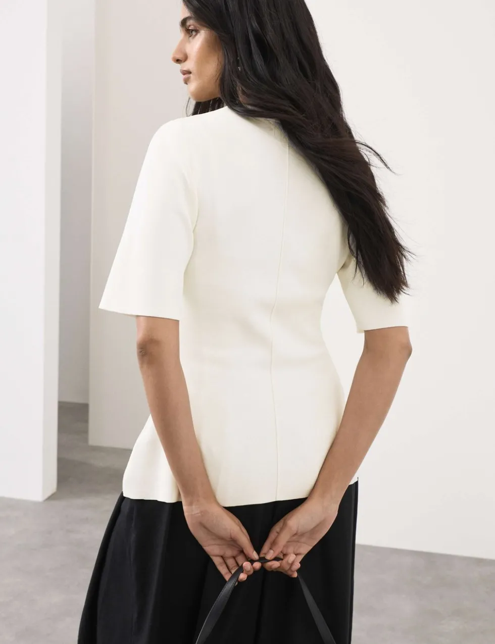Crew Neck Peplum Knitted Top