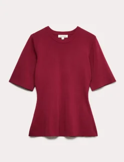 Crew Neck Peplum Knitted Top