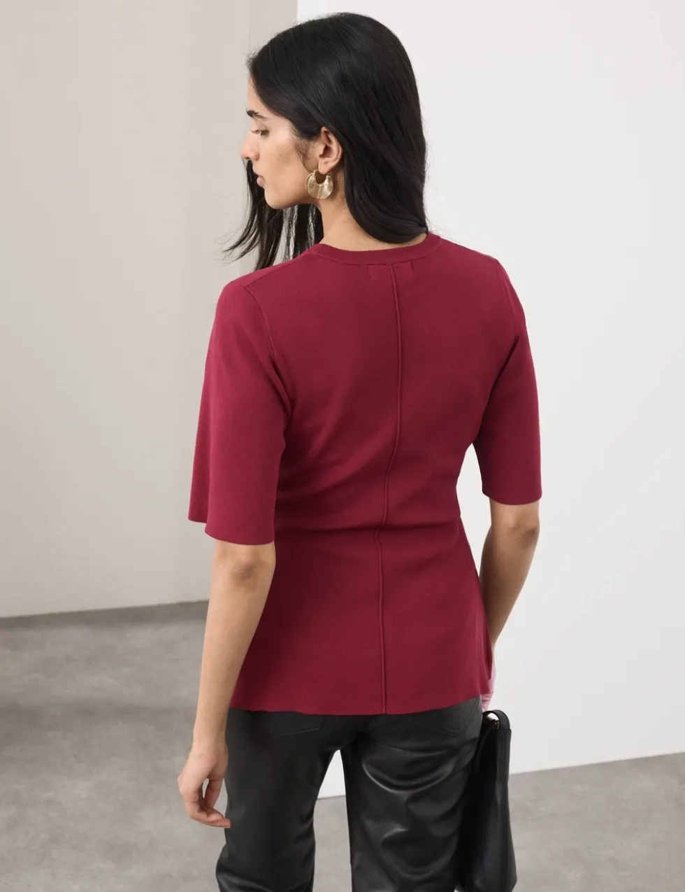Crew Neck Peplum Knitted Top
