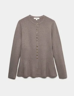 Crew Neck Peplum Slim Fit Cardigan