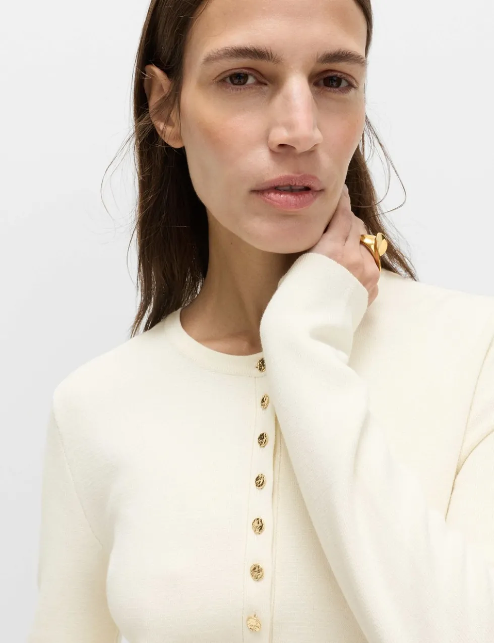 Crew Neck Peplum Slim Fit Cardigan