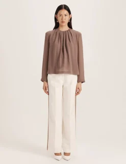 Crew Neck Tuck Detail Blouse
