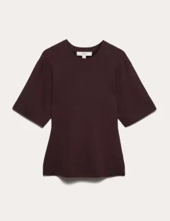Crew Neck Waisted Slim Fit Knitted Top