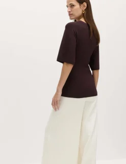 Crew Neck Waisted Slim Fit Knitted Top