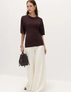 Crew Neck Waisted Slim Fit Knitted Top