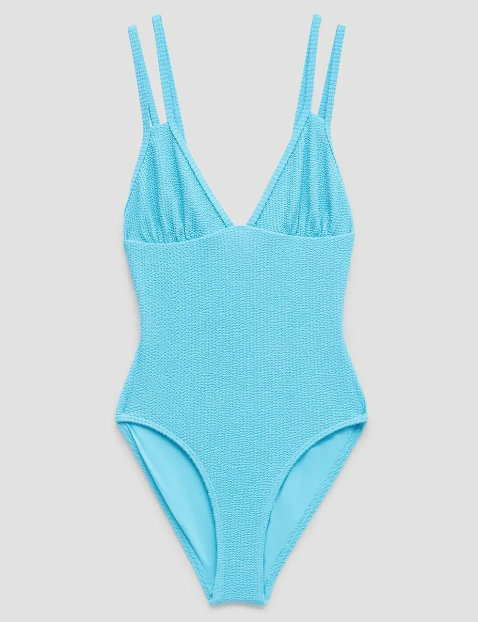 Crinkle Double Strap V-Neck Swimsuit