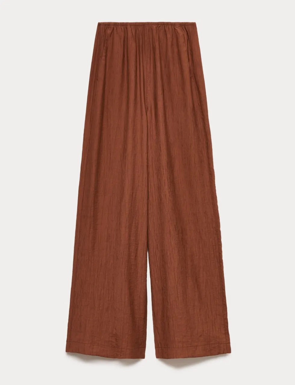 Crinkle Elasticated Waist Wide Leg Trousers