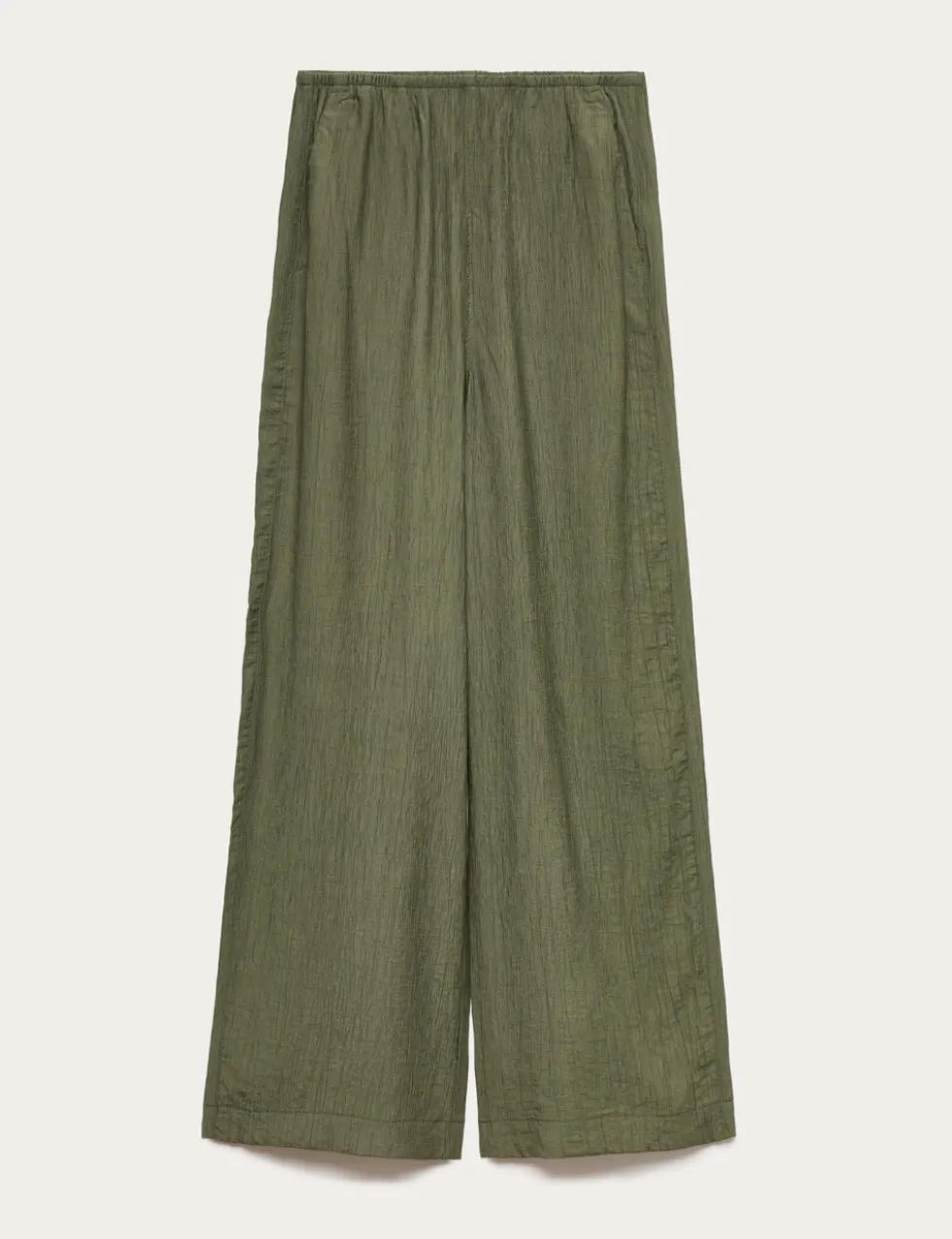 Crinkle Elasticated Waist Wide Leg Trousers