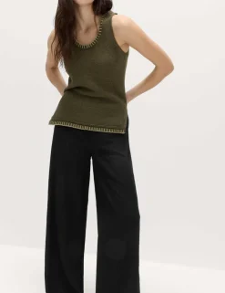 Crinkle Elasticated Waist Wide Leg Trousers